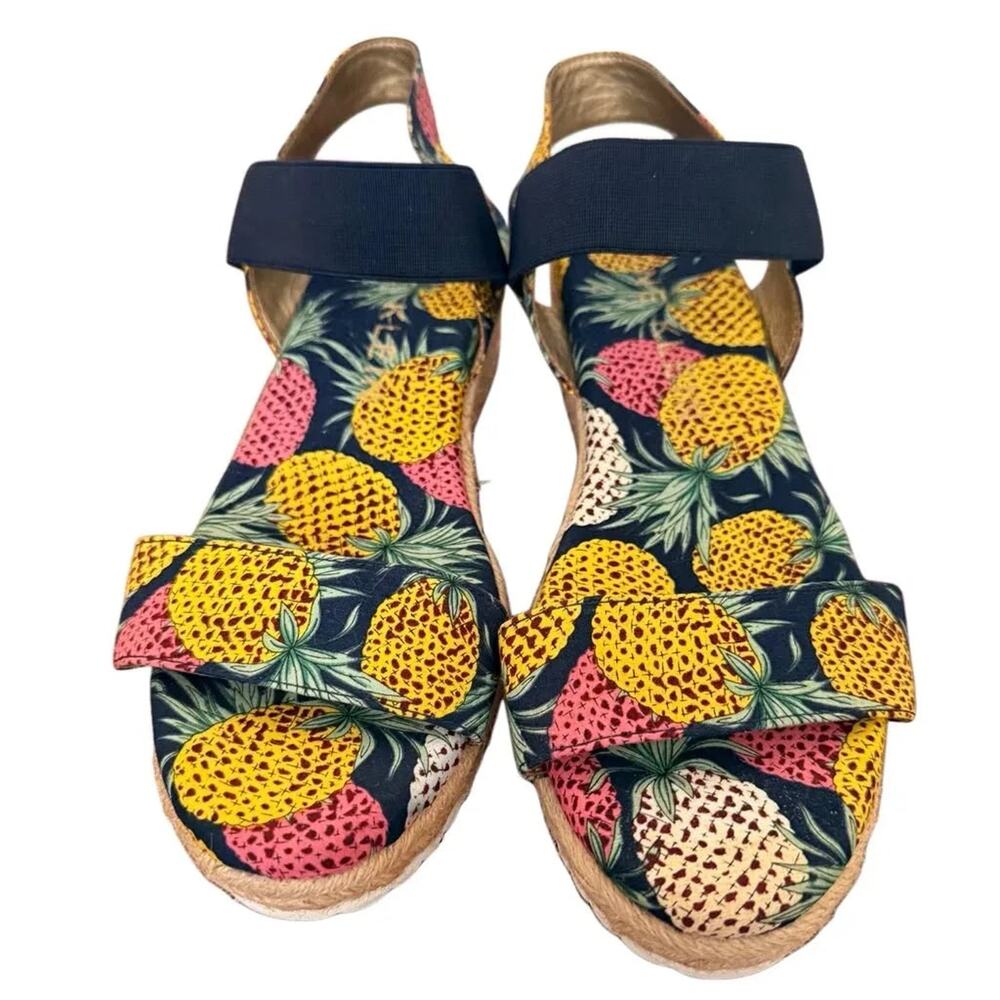 Anne Klein AKCAIT Pineapple Print Espadrille Wedge Sandals